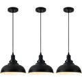 Black Farmhouse Dome Pendant Lights 3 Pack