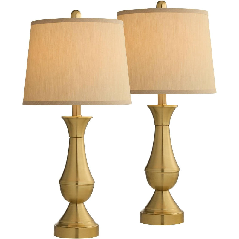 Traditional Gold Metal Table Lamp Set