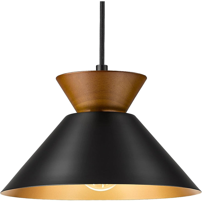 Wood Black Gold Pendant Light Fixture