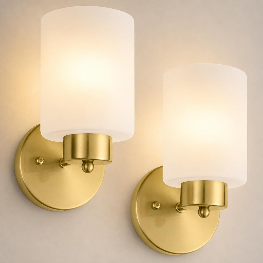 Gold Glass Bathroom Wall Sconces Set