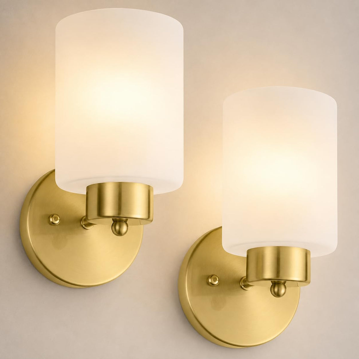 Gold Glass Bathroom Wall Sconces Set
