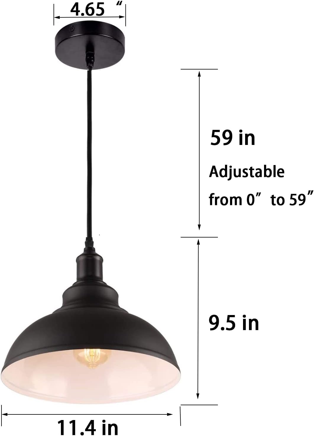 Black Dome Metal Pendant Lights Set