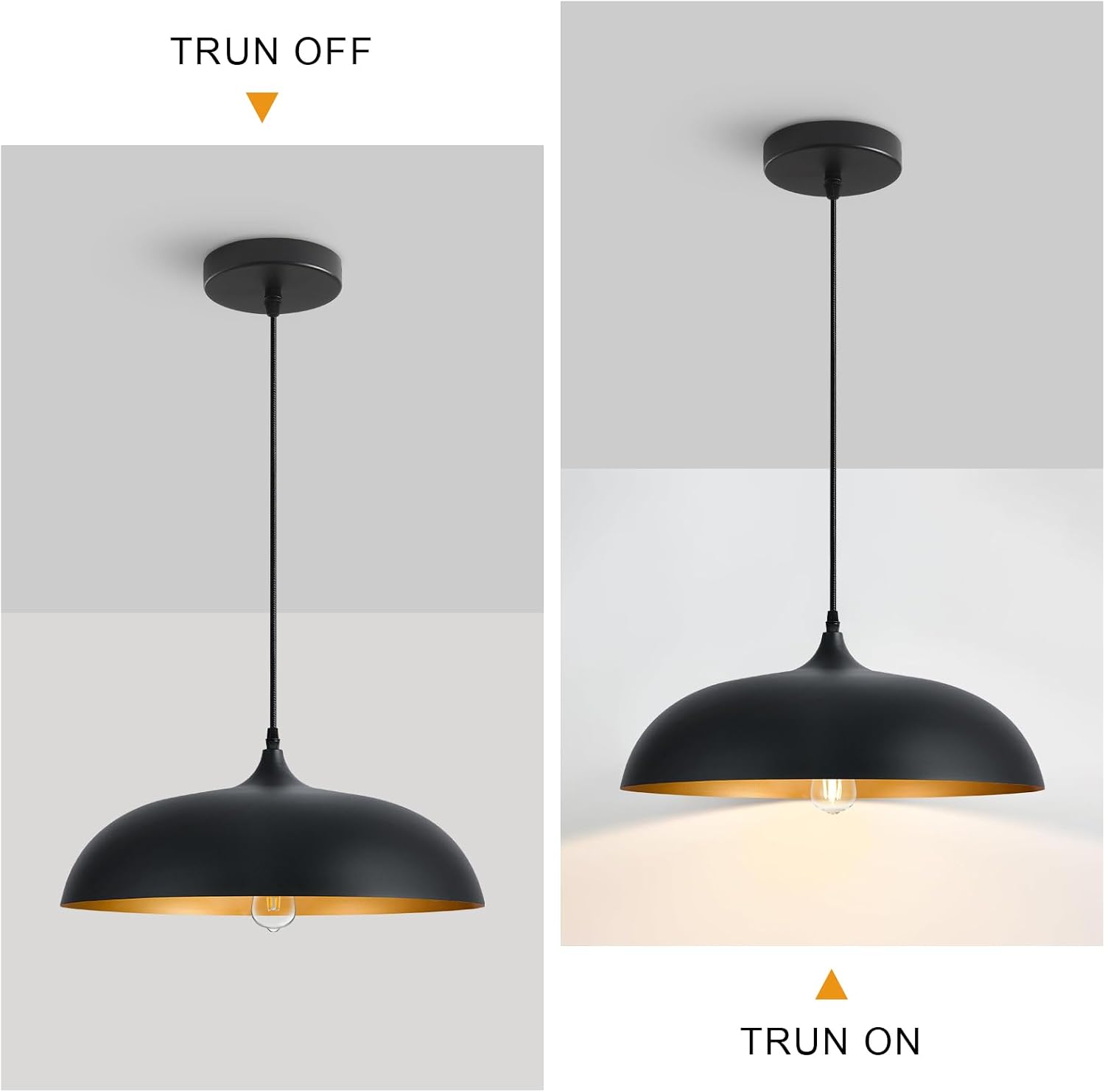 Black Gold Iron Pendant Light Fixture