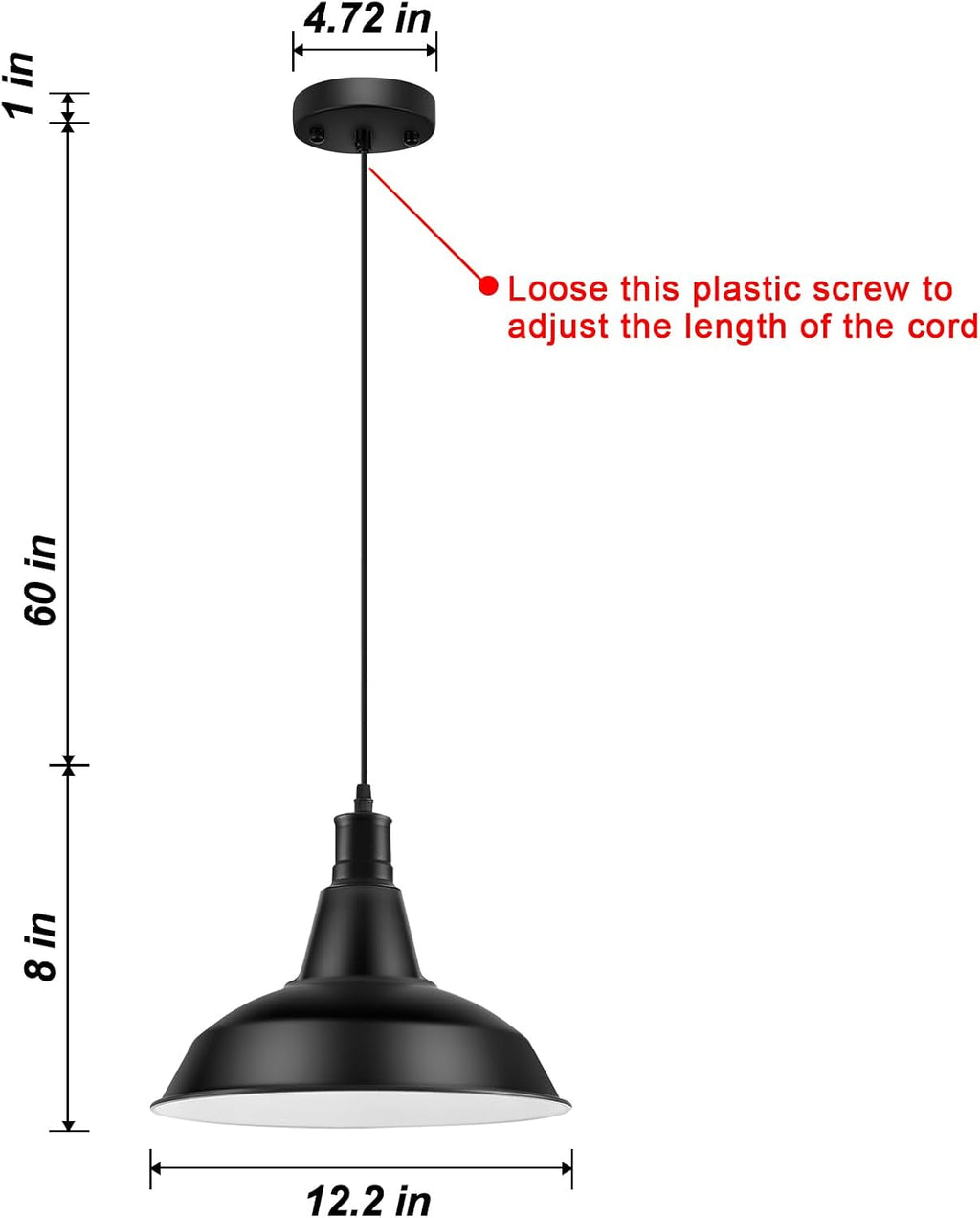 Vintage Black Metal Pendant Light
