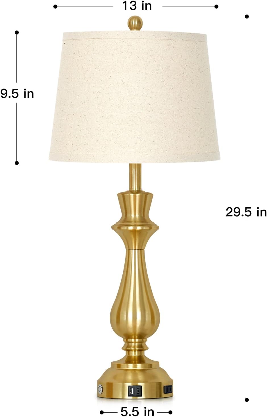 Dimmable Gold USB Table Lamps Set