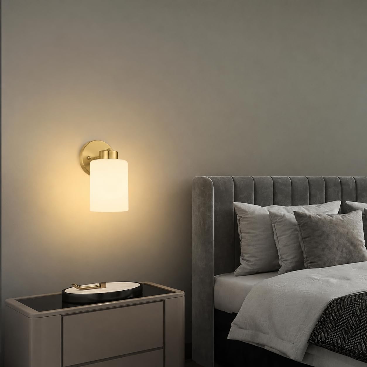 Gold Glass Bathroom Wall Sconces Set