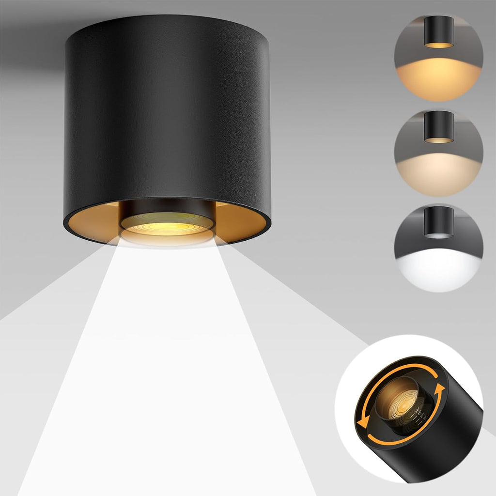 Zoomable Black LED Ceiling Spotlight Fixtures