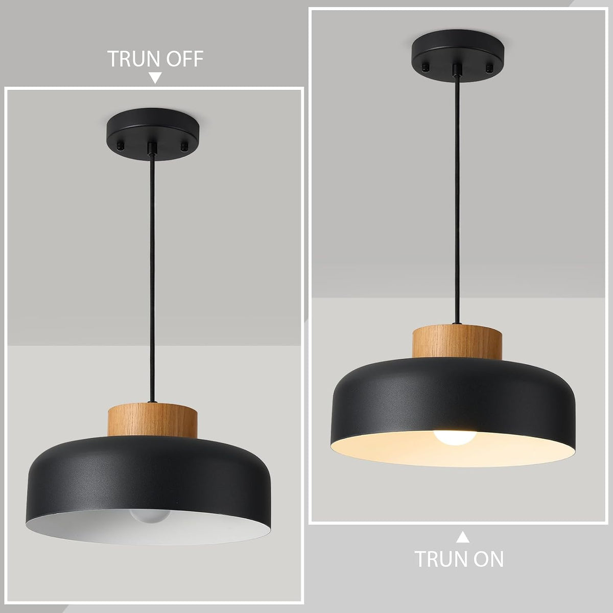 Black Wood Kitchen Pendant Light Fixture