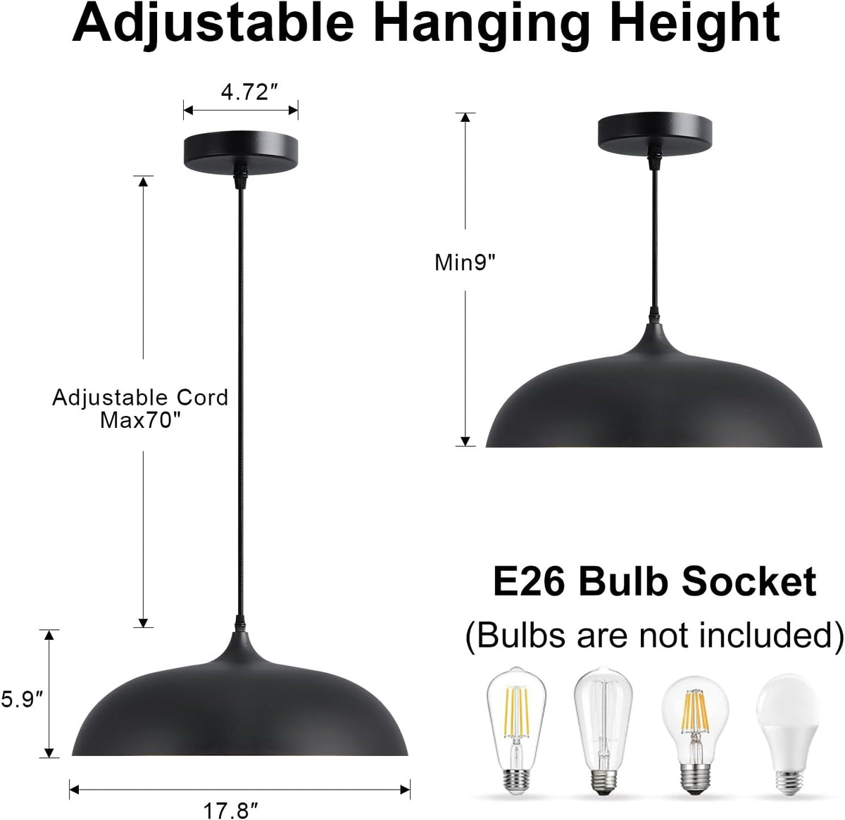 Black Gold Iron Pendant Light Fixture
