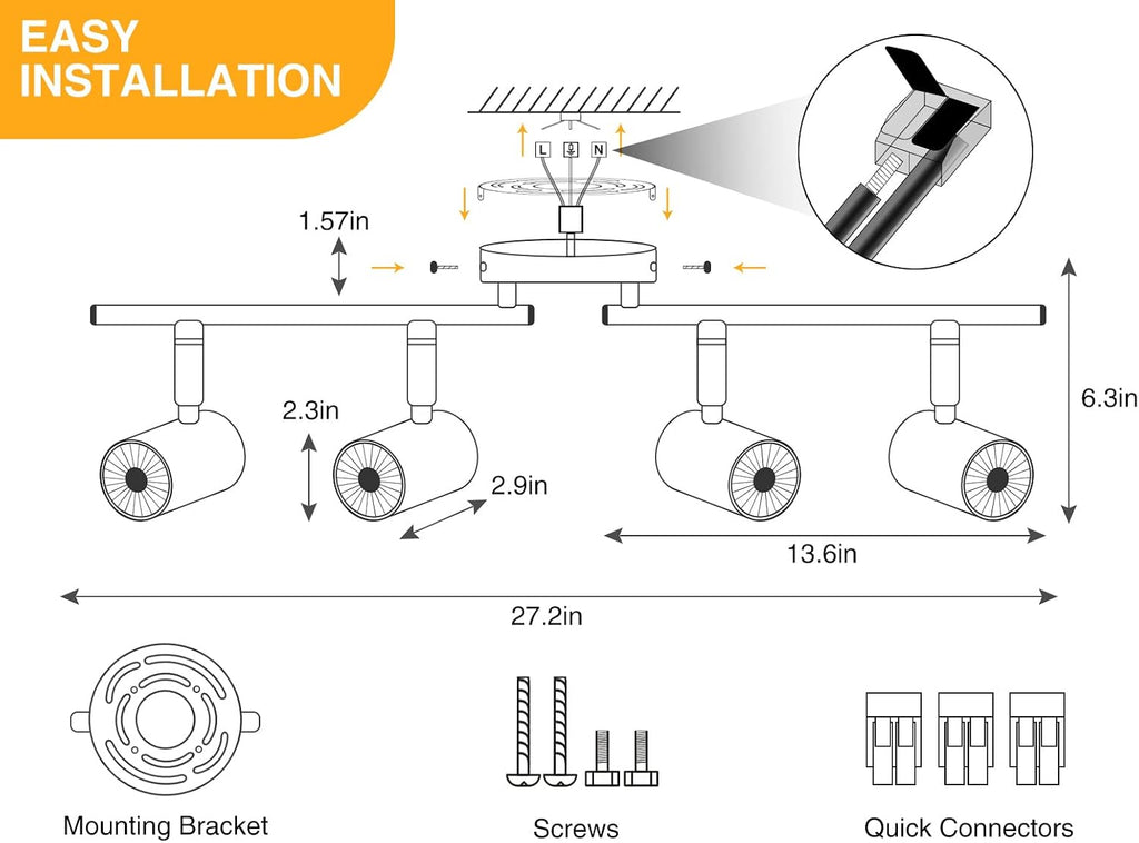 Black LED Ceiling Track Lighting Fixtures