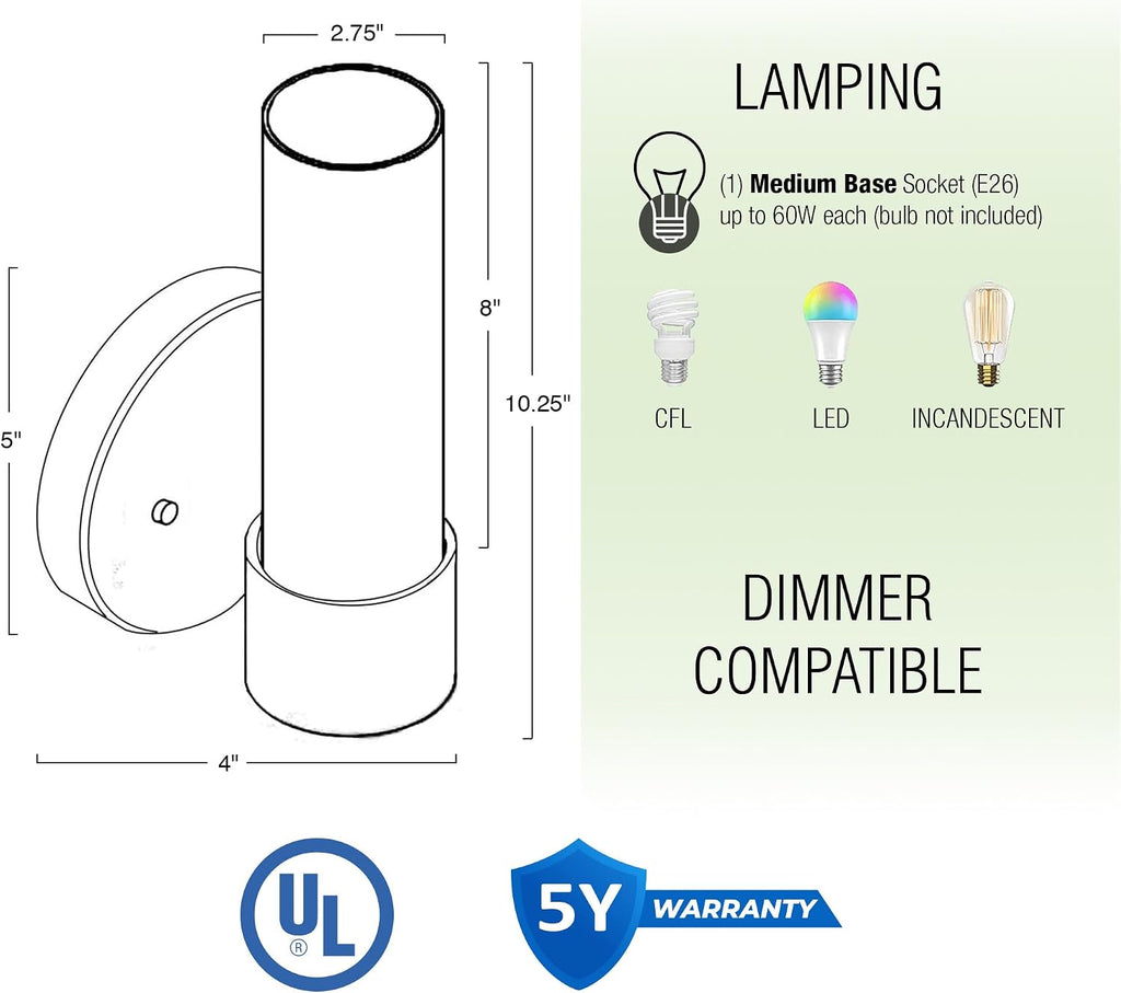 Modern Bathroom Wall Sconce 2 Pack