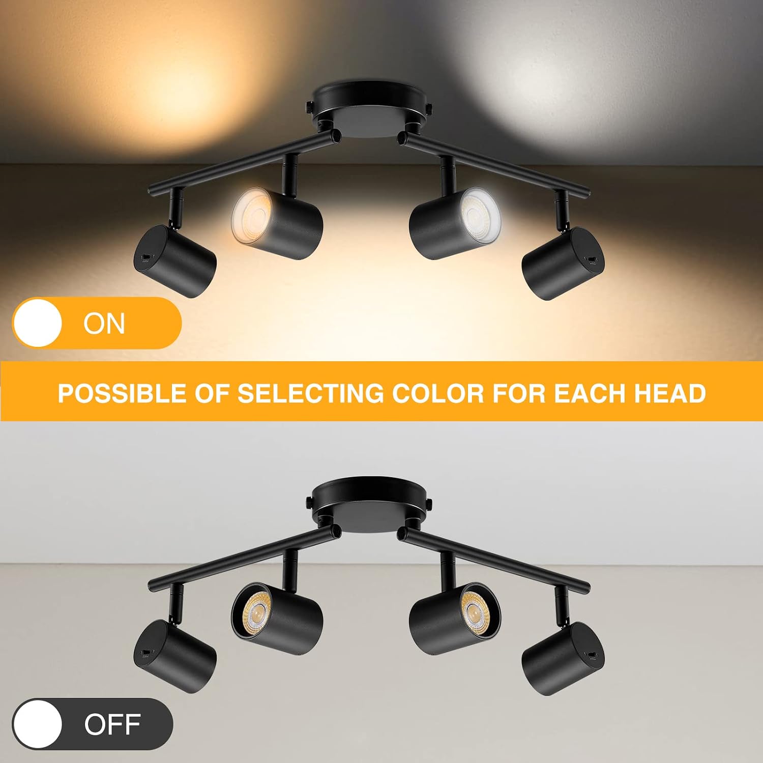 Black LED Ceiling Track Lighting Fixtures
