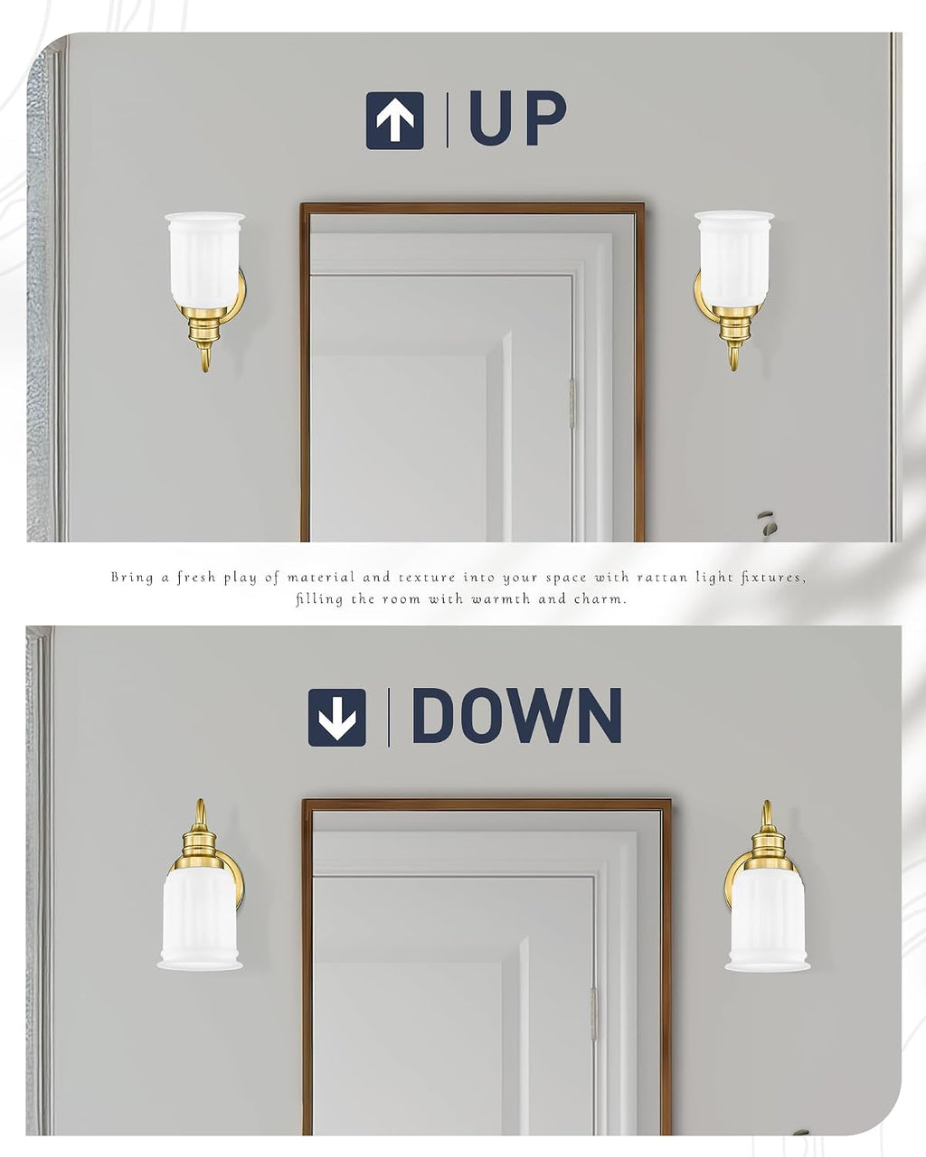 Brushed Gold Glass Wall Sconces Set