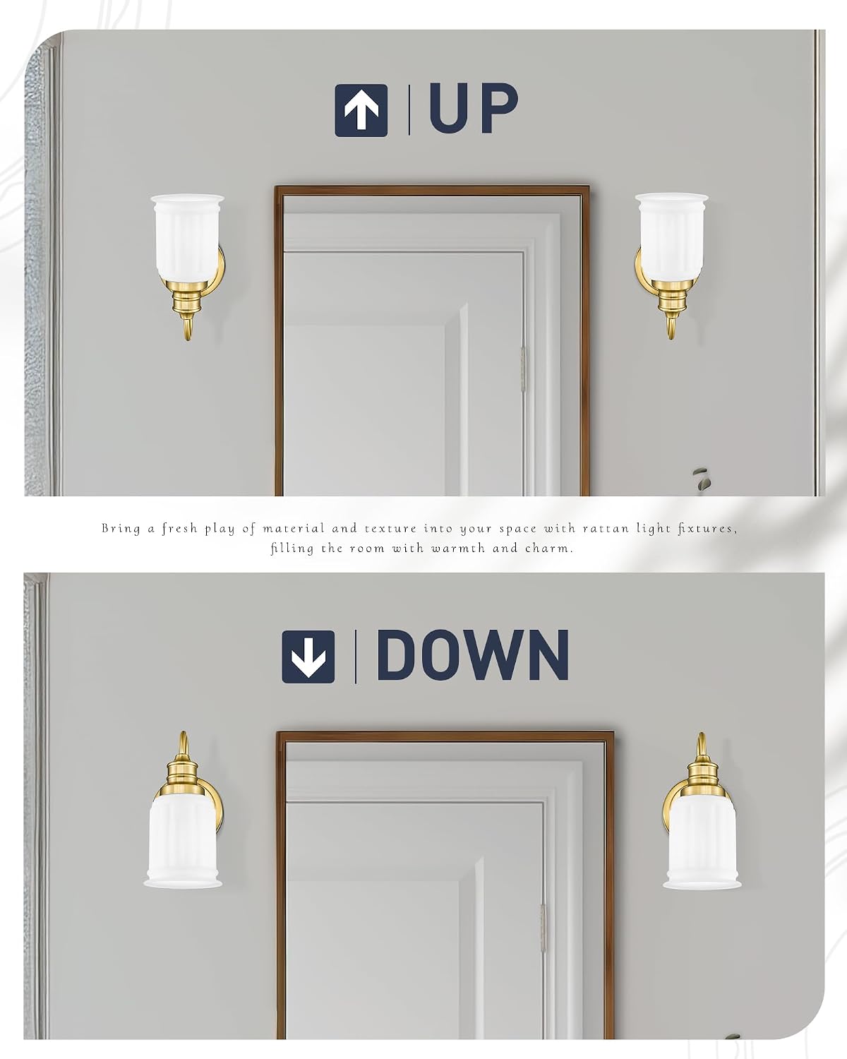 Brushed Gold Glass Wall Sconces Set
