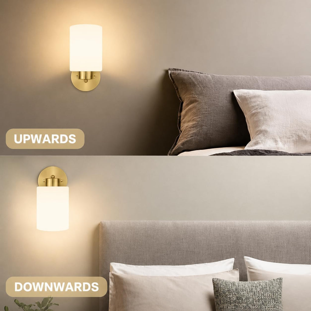 Gold Glass Bathroom Wall Sconces Set
