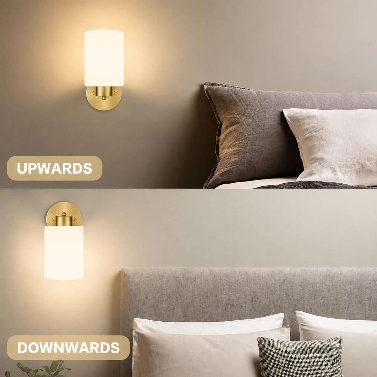 Gold Glass Bathroom Wall Sconces Set
