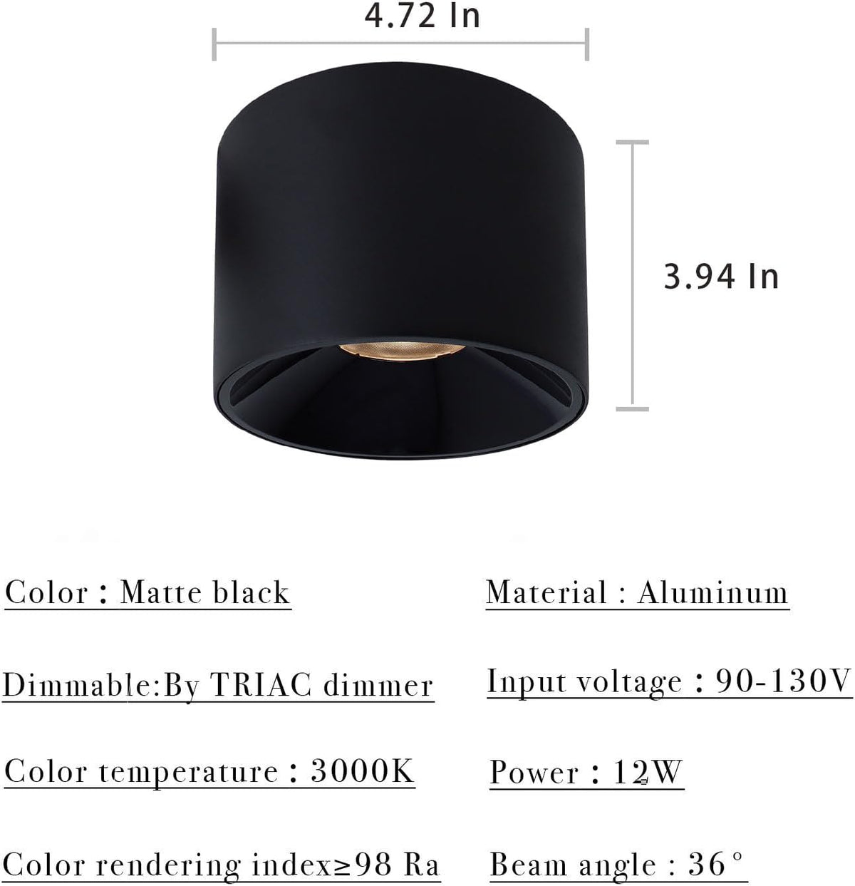 Dimmable High CRI LED Ceiling Spotlight