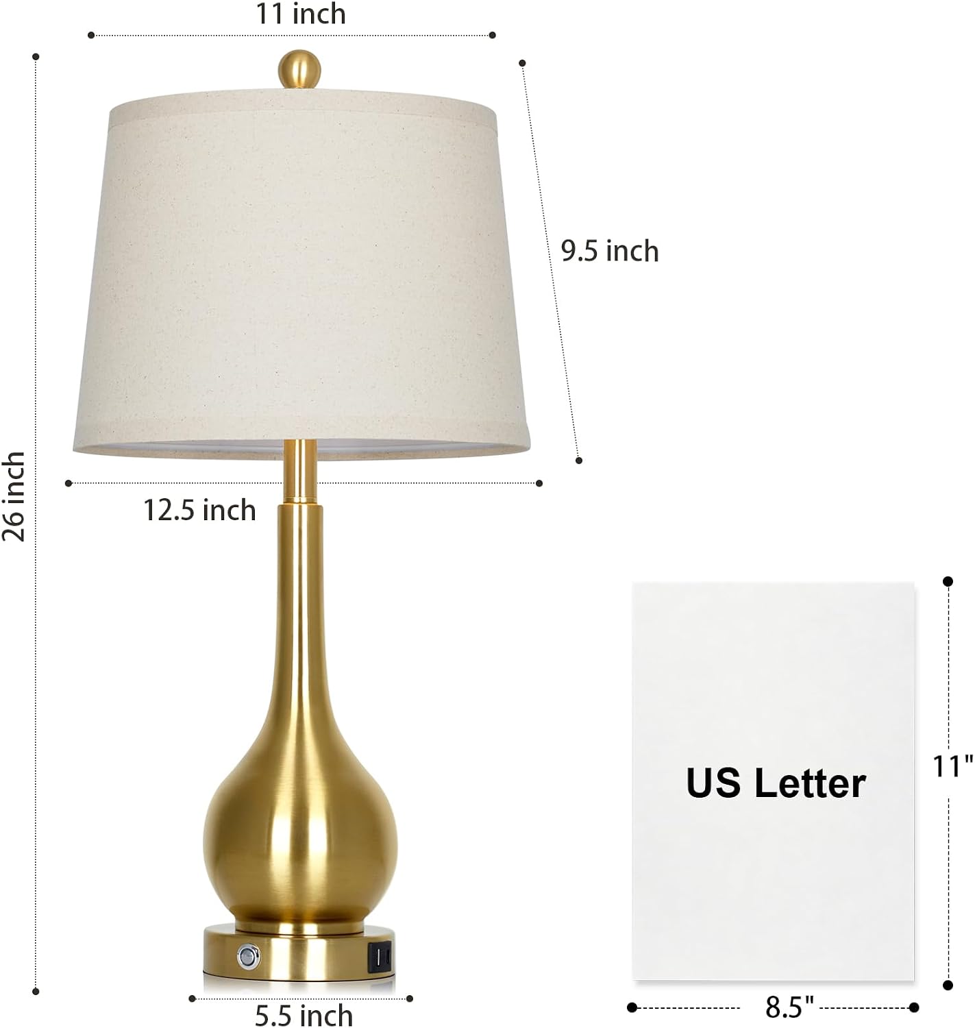 Touch Dimmable Gold Table Lamps Set
