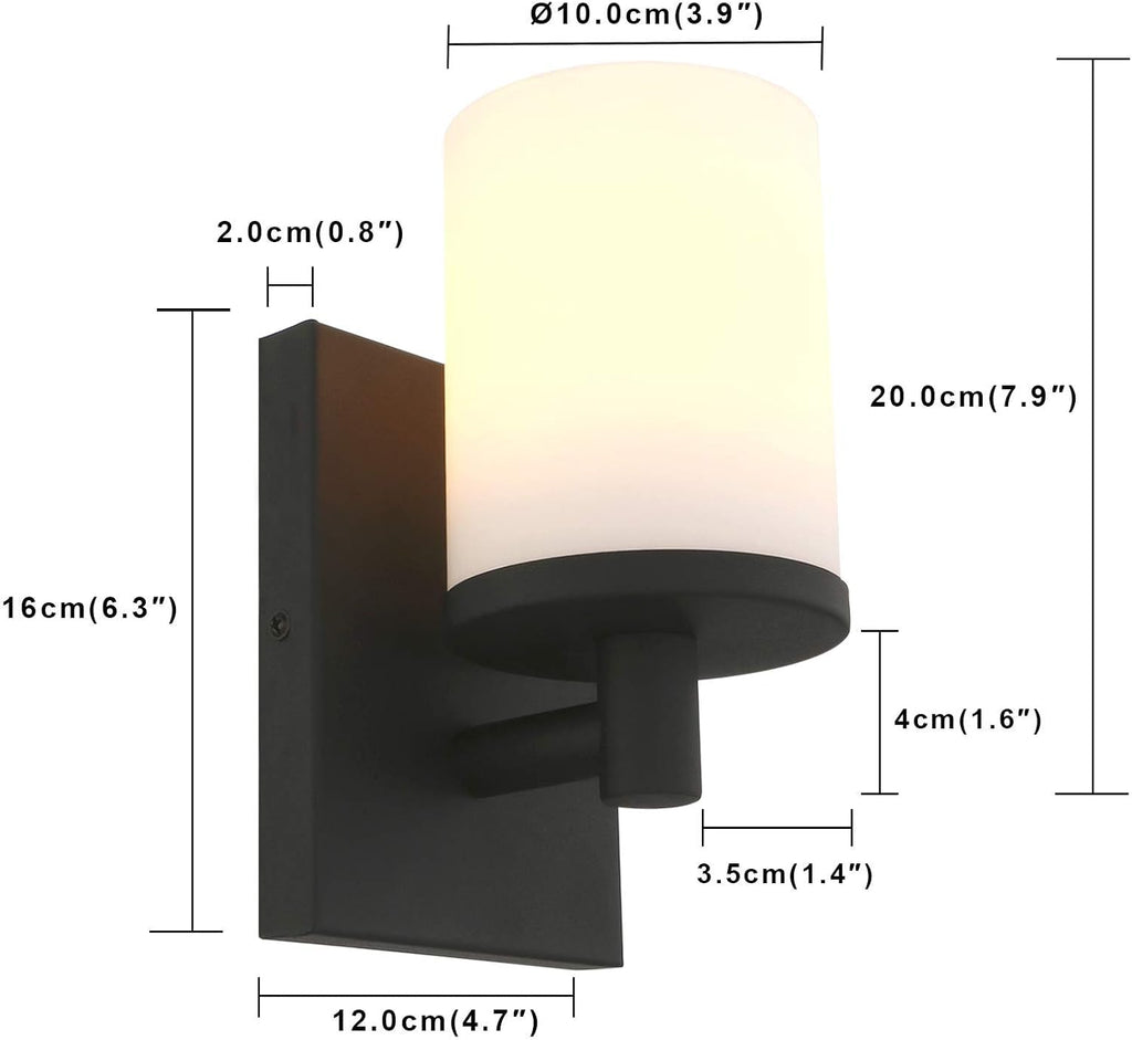 Vintage Black Glass Wall Sconce Light