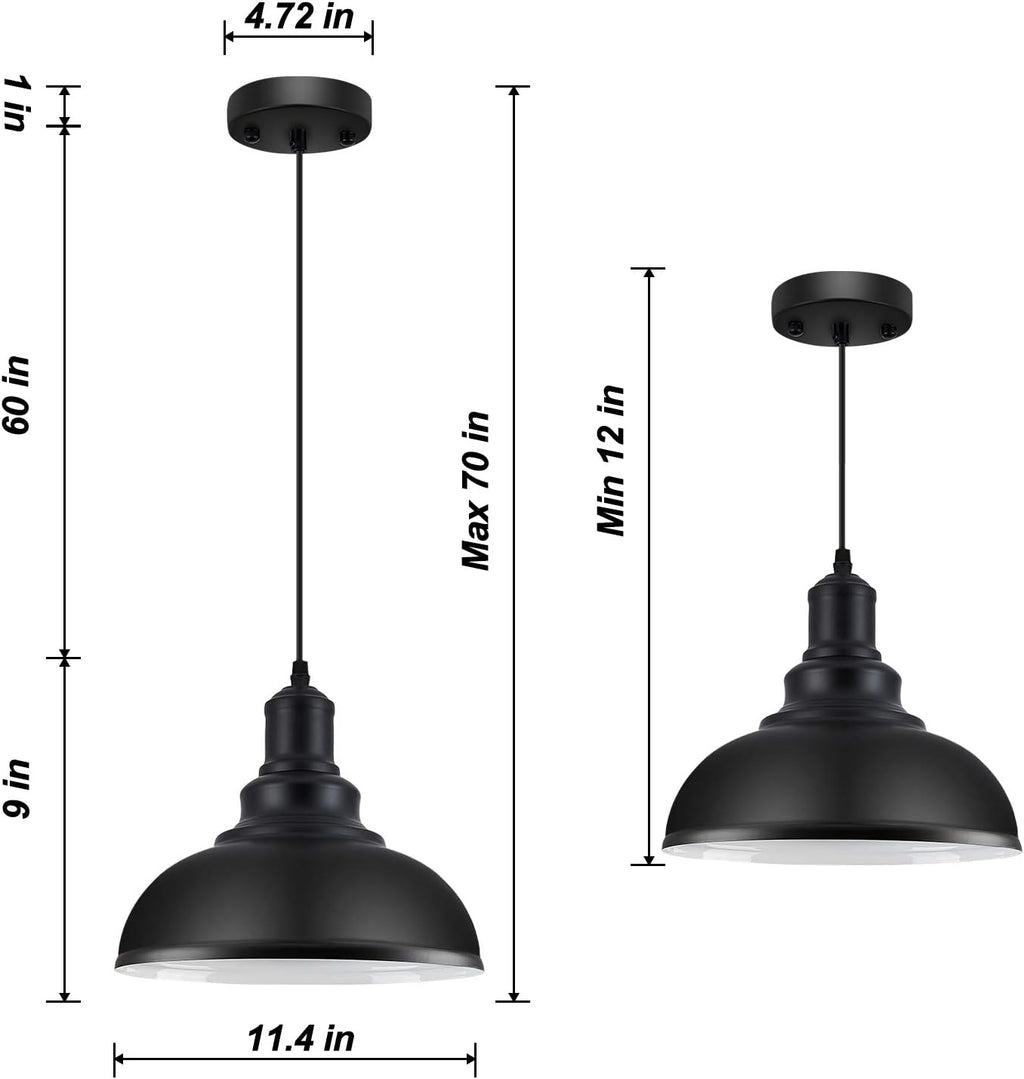 Vintage Black Metal Pendant Light