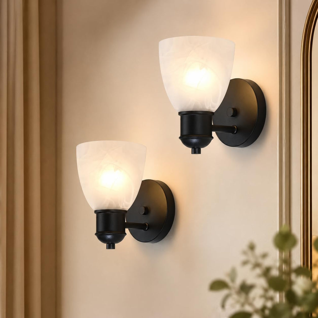 Matte Black Bathroom Wall Sconces Set