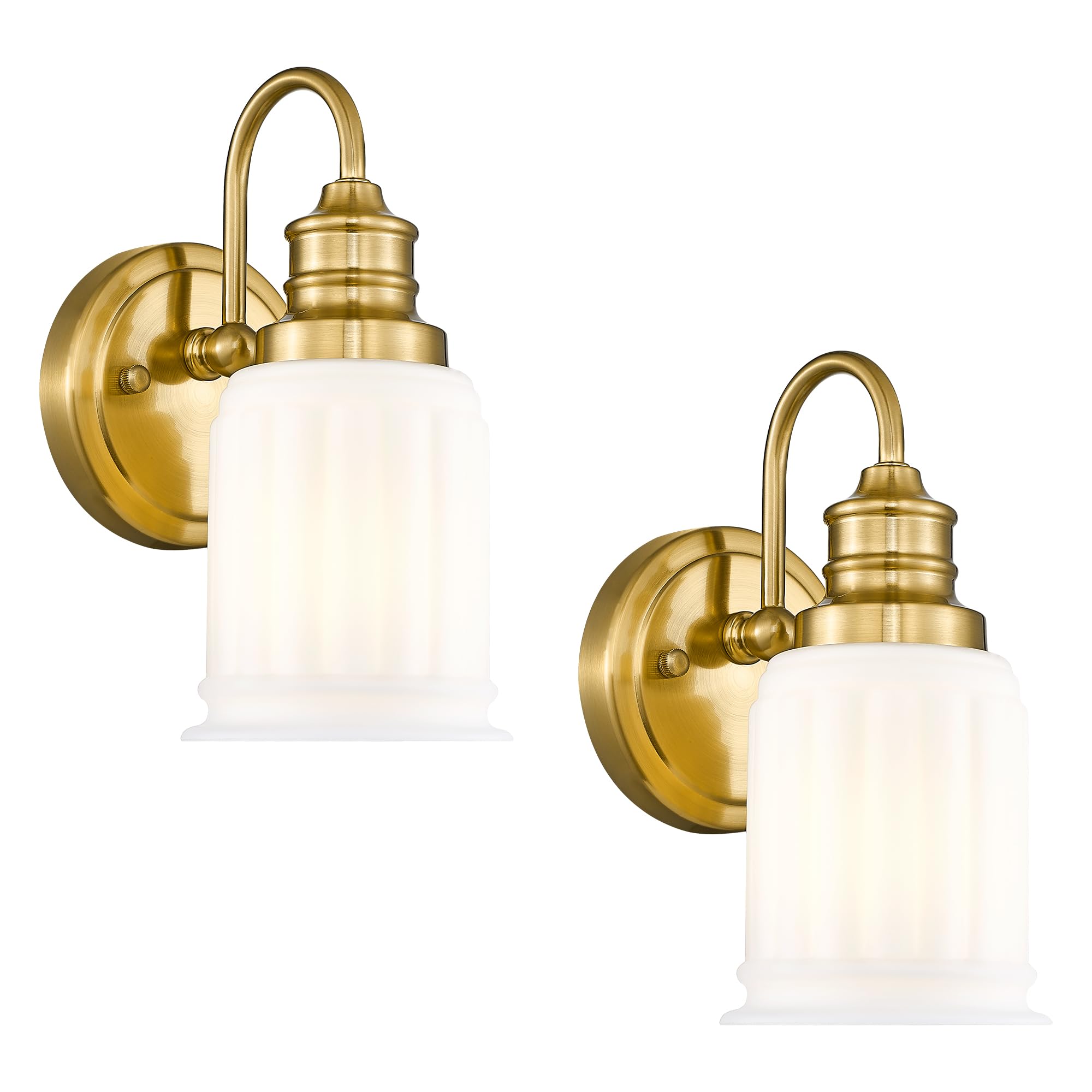 Brushed Gold Glass Wall Sconces Set