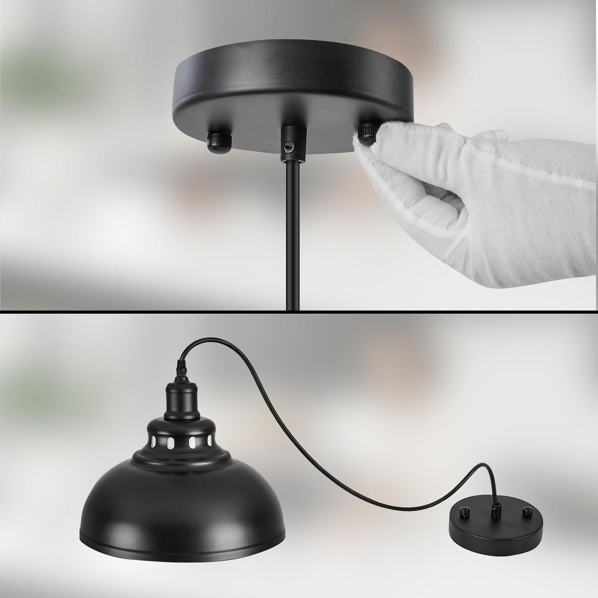 Black Metal Farmhouse Pendant Light