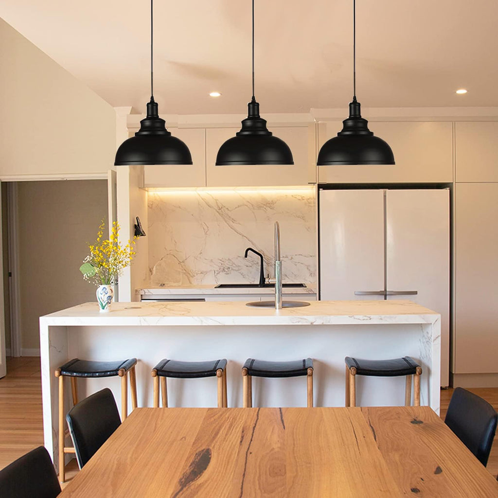 Black Dome Metal Pendant Lights Set