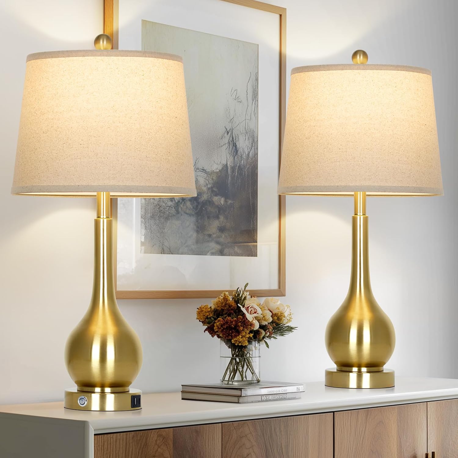 Touch Dimmable Gold Table Lamps Set