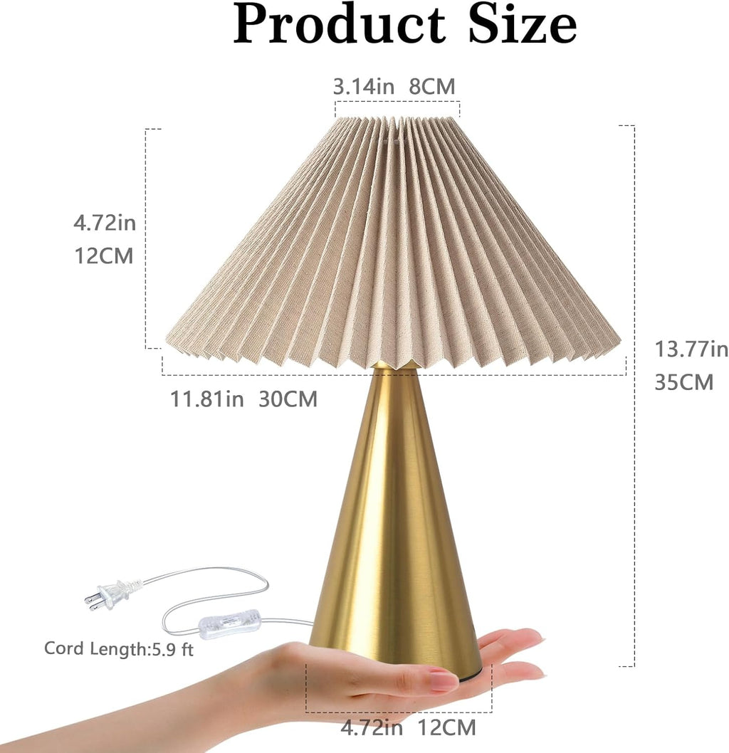Pleated Gold Small Table Lamp