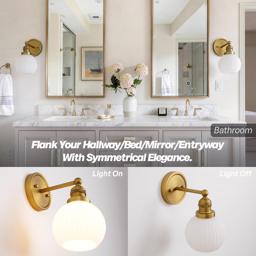 Vintage Gold Glass Wall Sconces