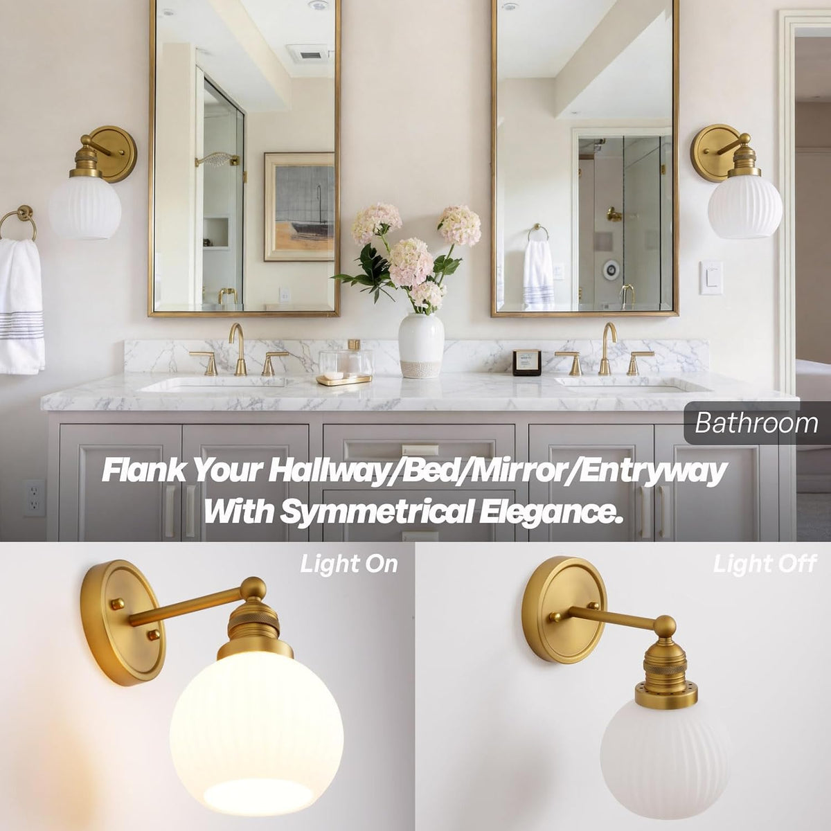 Vintage Gold Glass Wall Sconces