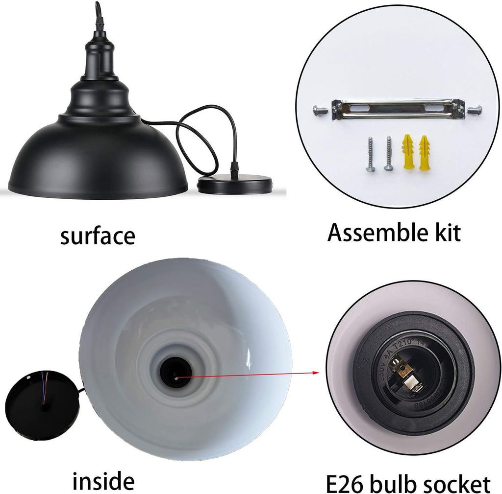 Black Dome Metal Pendant Lights Set