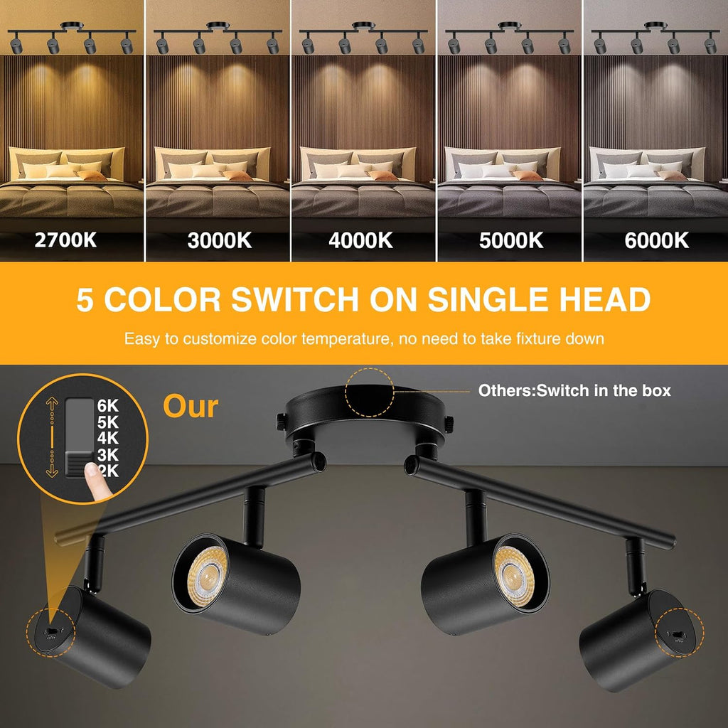 Black LED Ceiling Track Lighting Fixtures