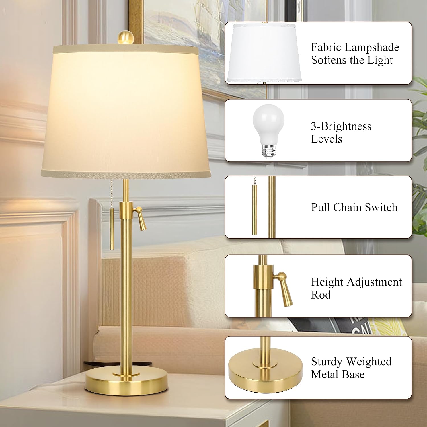 Adjustable Gold Brass Table Lamp