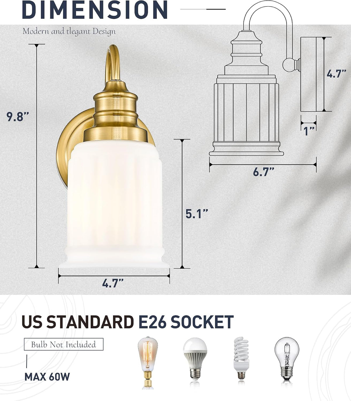 Brushed Gold Glass Wall Sconces Set