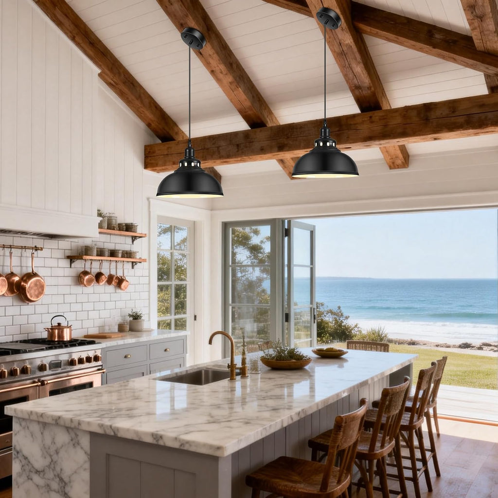 Black Metal Farmhouse Pendant Light