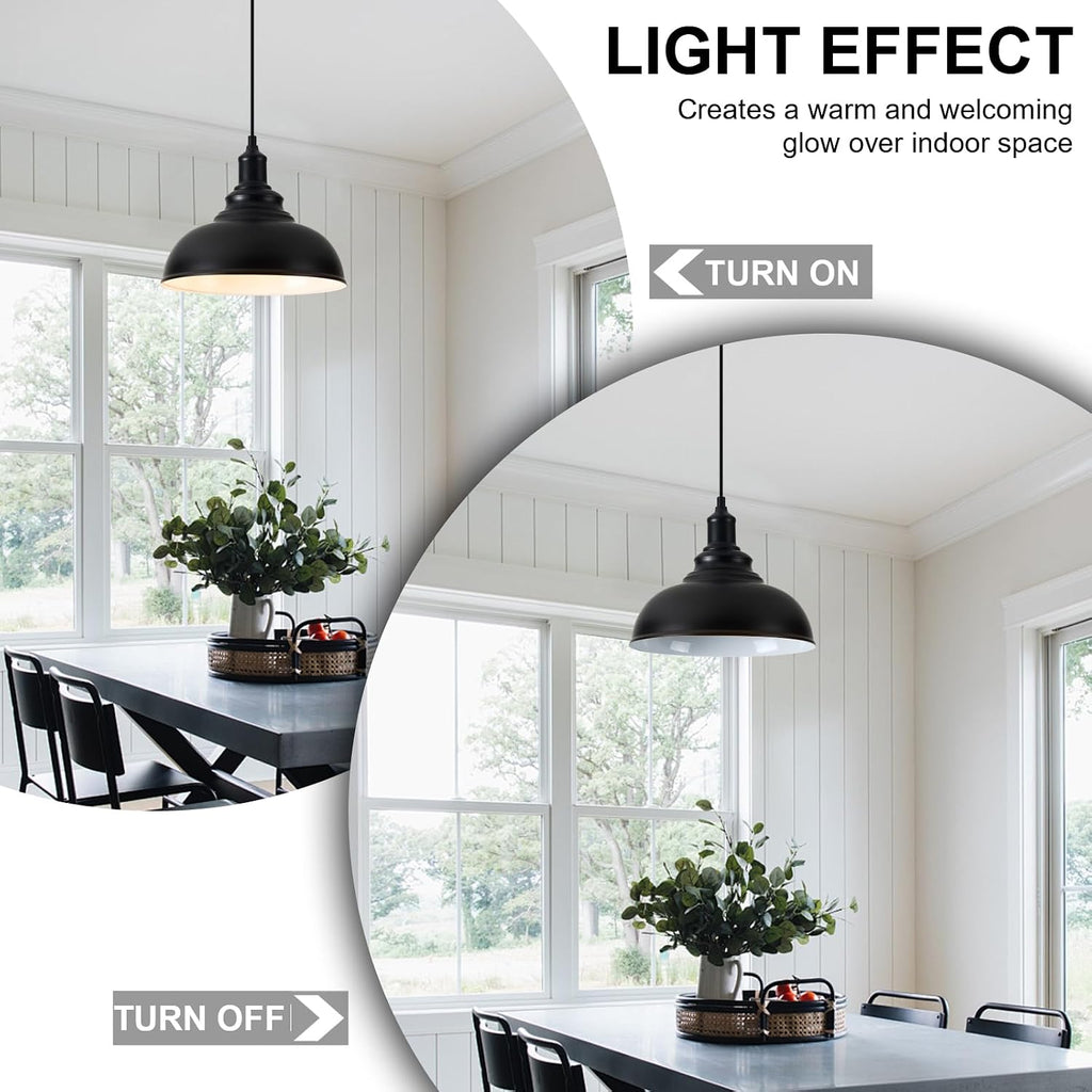 Black Farmhouse Dome Pendant Lights 3 Pack