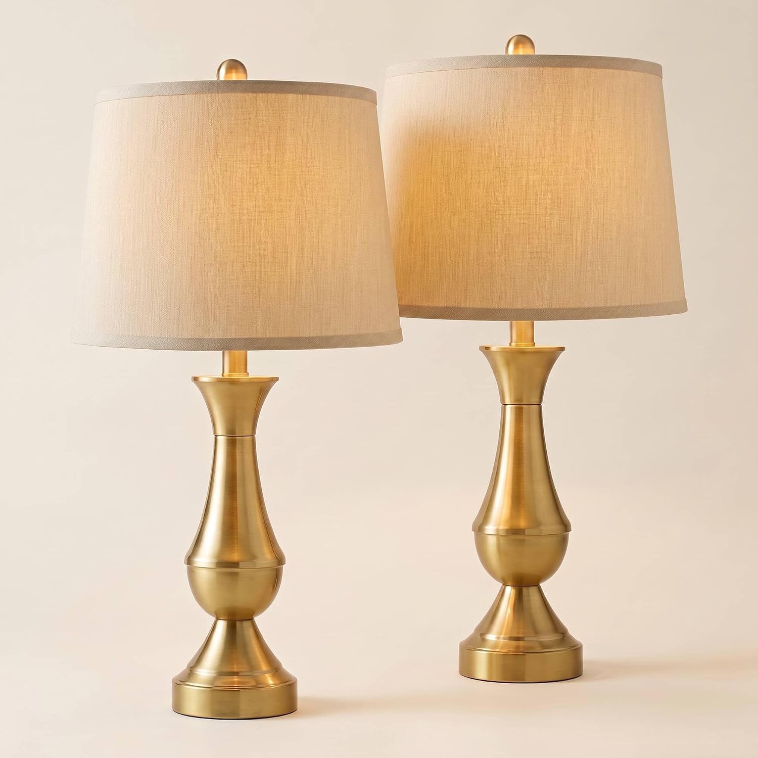 Traditional Gold Metal Table Lamp Set