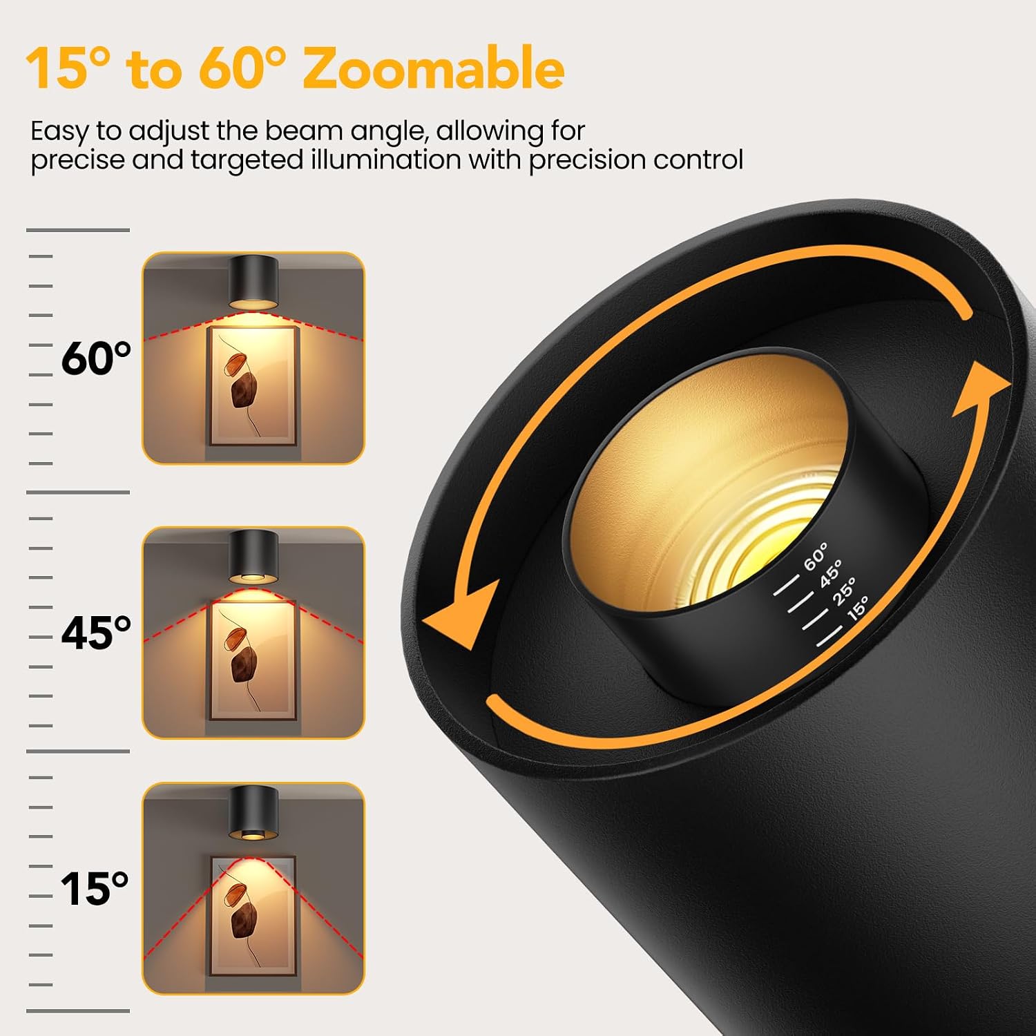 Zoomable Black LED Ceiling Spotlight Fixtures