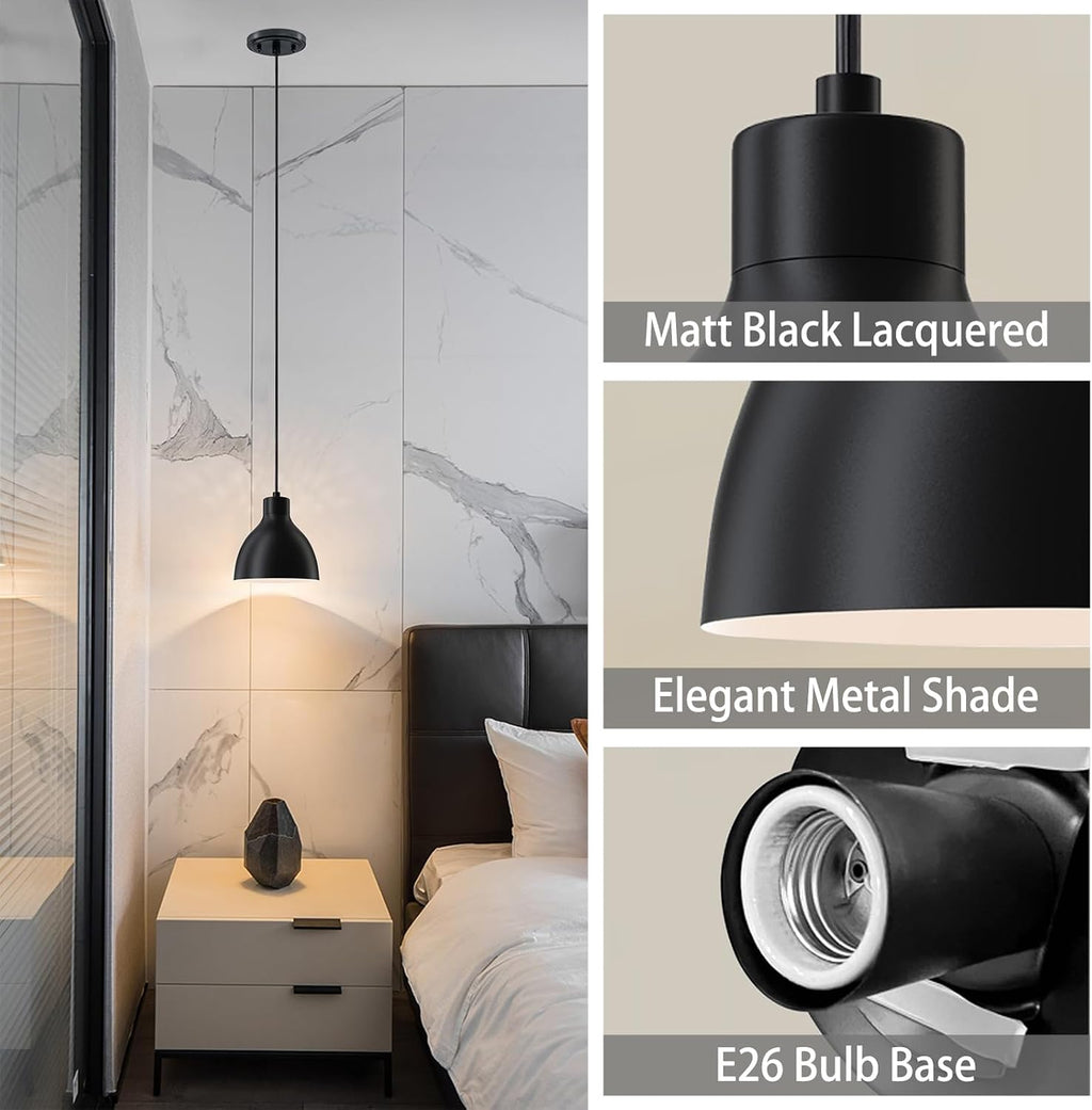 Black Dome Farmhouse Pendant Lights 3 Pack