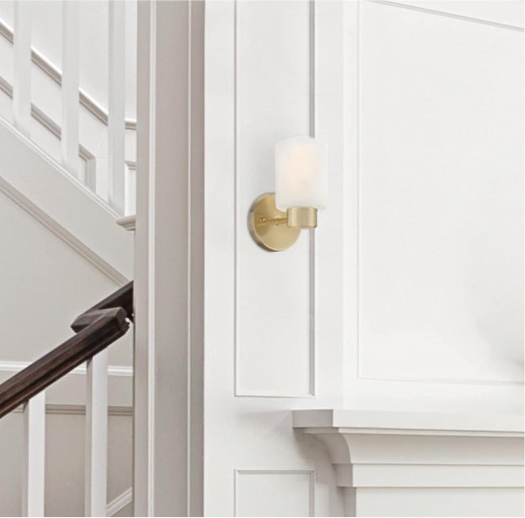 Champagne Brass Glass Wall Light Fixture