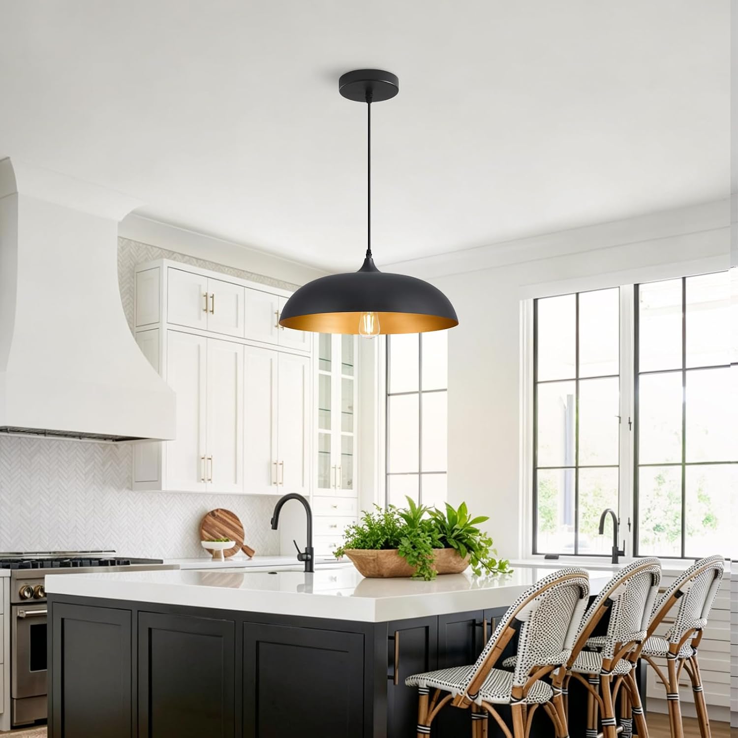 Black Gold Iron Pendant Light Fixture