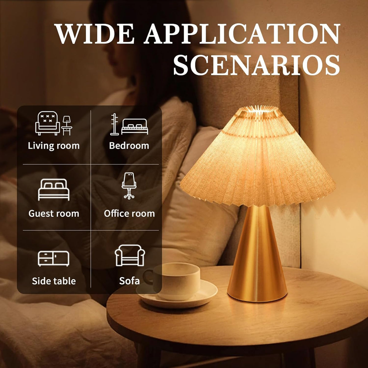 Pleated Gold Small Table Lamp