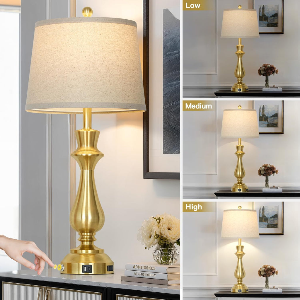 Dimmable Gold USB Table Lamps Set