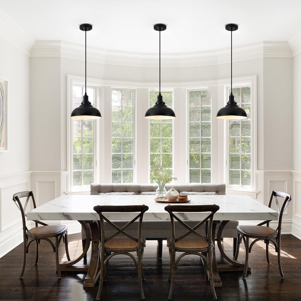 Black Farmhouse Dome Pendant Lights 3 Pack