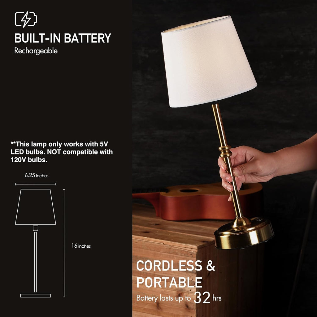 Antique Brass Cordless LED Table Lamp