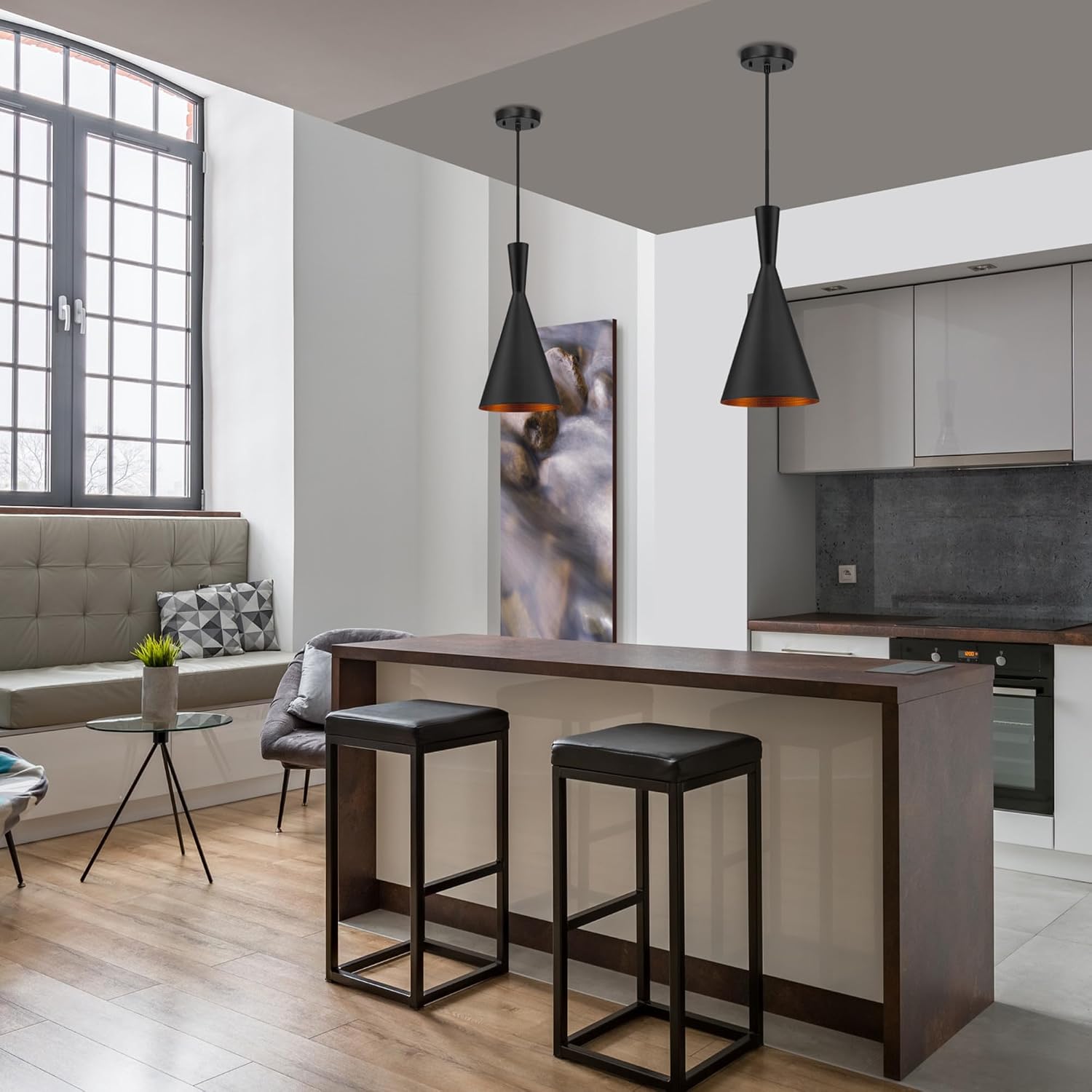 Matte Black Gold Interior Pendant Light