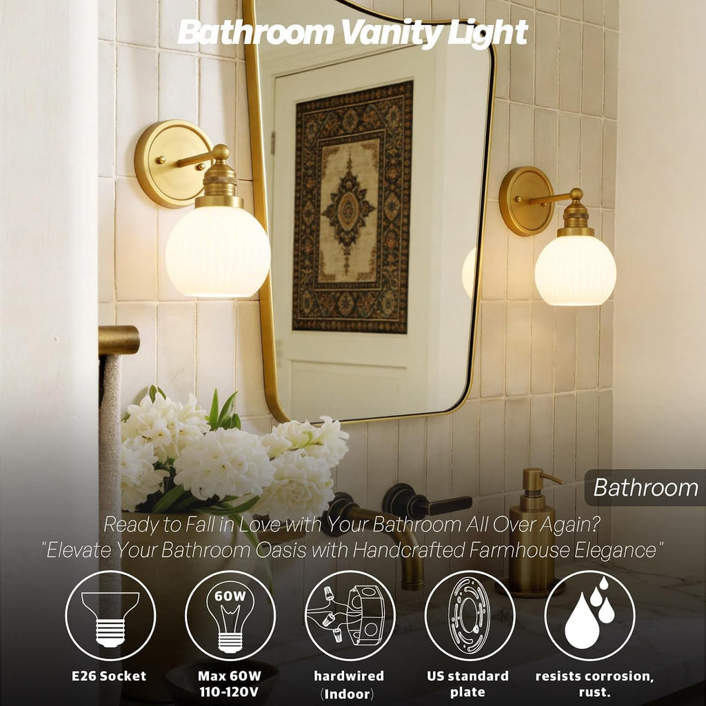 Vintage Gold Glass Wall Sconces
