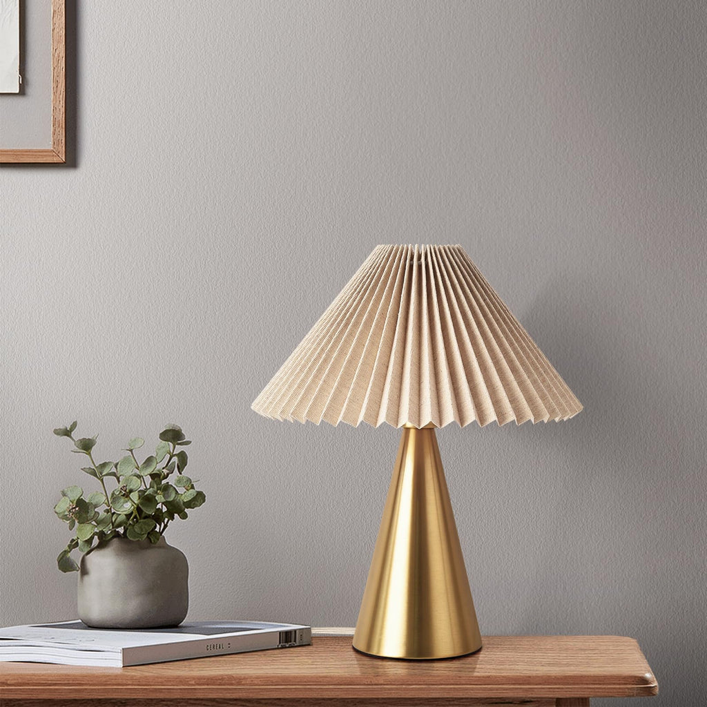 Pleated Gold Small Table Lamp